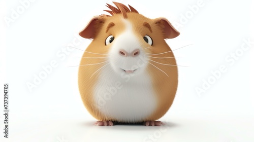 Adorable 3D rendering of a cute guinea pig, showcasing its fluffy fur and expressive eyes. Perfect for animal lovers and children's projects. © stocker