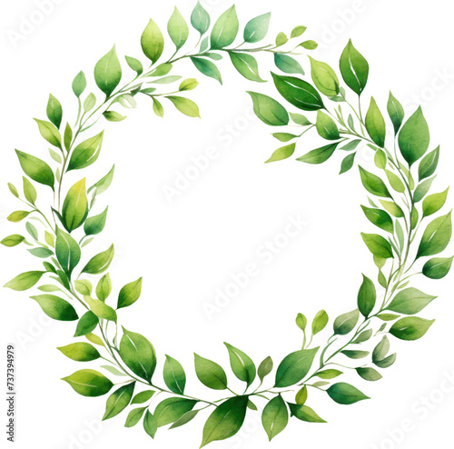 Green laurel wreath watercolor. Floral design elements. Perfect for wedding invitations, greeting cards. 