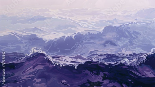 Serene purple mountainscape, digital artwork, ideal for backgrounds and wallpapers. calm and aesthetic nature scene. AI