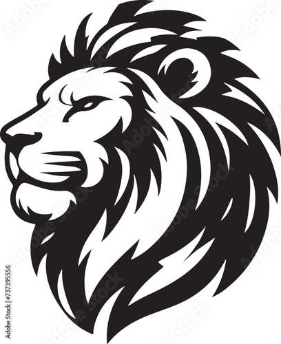 Lion Head Flat color logo Poster White Background