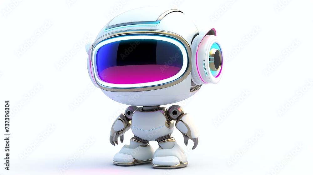 A delightful 3D telepath, exuding cuteness, floats gracefully against a clean white background. Its charming design and vibrant colors make it perfect for any project needing a touch of whim - obrazy, fototapety, plakaty 