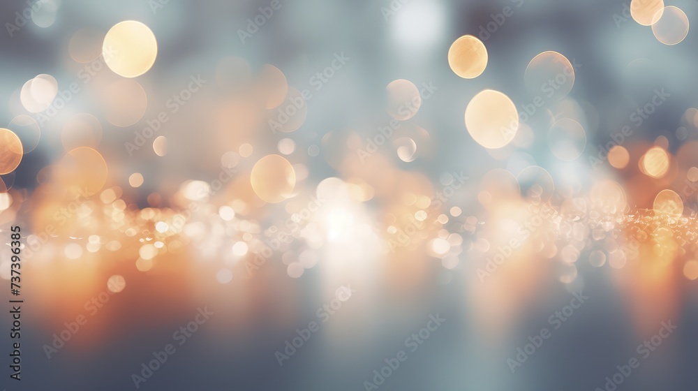 Silver bright bokeh background. AI generated.