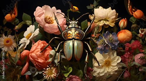 Photo close-up of insect on grass,,
Flat lay of flowers with copyspace