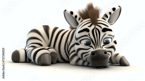 A delightful 3D zebra illustration  perfect for adding a touch of cuteness to your projects. With its adorable expression  this zebra stands on a white background  inviting joy and creativit