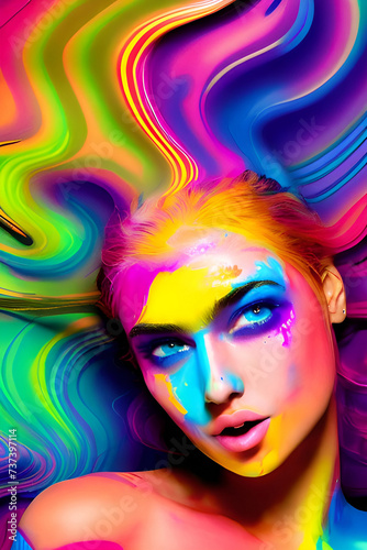 Pop-art portrait of a woman, pop art painting of a girl © Alessandro