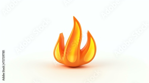 A stunning 3D rendered flame icon, symbolizing passion, power, and energy, stands out against a crisp white background. Perfect for adding a dynamic touch to websites, blogs, and graphic des