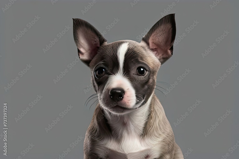 Chihuahua puppy on a gray background