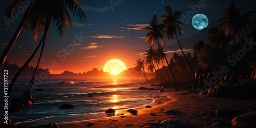 The beauty of a sunset on a tropical beach.