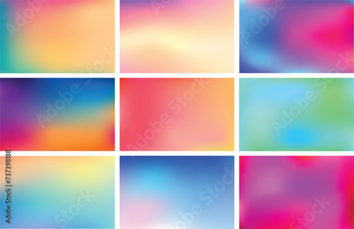 Soft color background. Modern screen vector design for mobile app. Soft color gradients. Abstract Creative concept vector multicolored blurred background set. For Web and Mobile Applications. photo