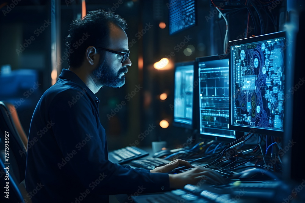 businessman trading on more computer monitors with trading chart graphs businessman trading on more computer monitors with trading chart graphs