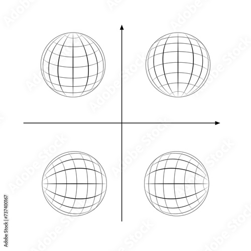 Planet map globe icons. Vector earth symbols, world globus pictograms, traveler wide geography symbol or eco space explore icon set