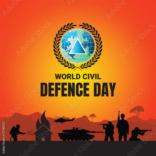 A creative concept design for a banner and poster by the International Civil Defense Organization (ICDO) on 1st March 1931 to raise awareness of World Civil Defense Day