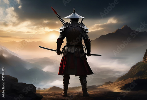 japanese samurai, fighter in japan, face of a warrior photo
