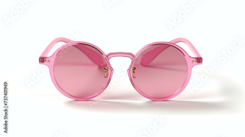 A vibrant and stylish icon of pink sunglasses, expertly rendered in 3D, stands out brightly against a clean white background. This trendy accessory instantly adds a touch of glamour and mode