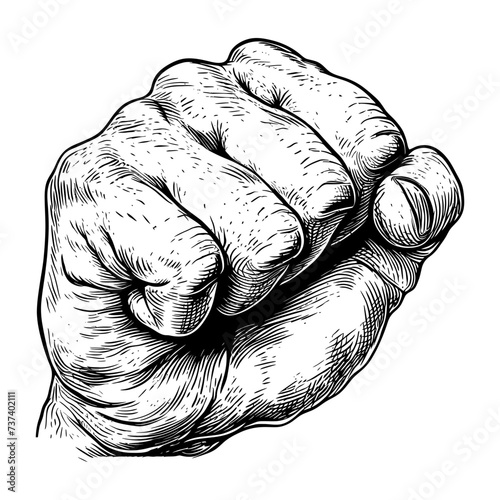 hand gesture in old engraving style for drawing reference