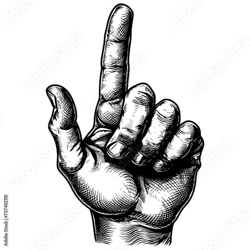 hand gesture in old engraving style for drawing reference