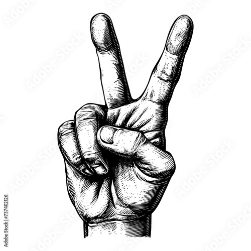 hand gesture in old engraving style for drawing reference