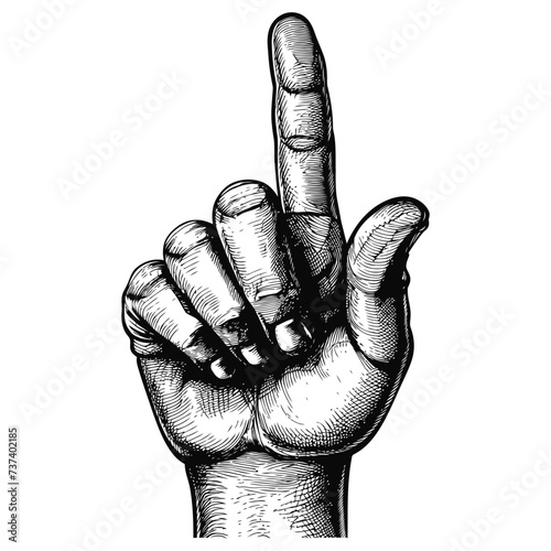 hand gesture in old engraving style for drawing reference