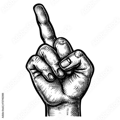 hand gesture in old engraving style for drawing reference