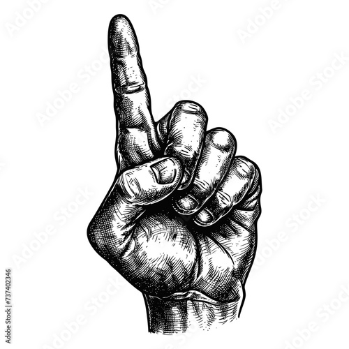 hand gesture in old engraving style for drawing reference