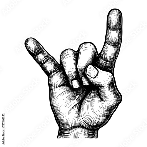 hand gesture in old engraving style for drawing reference