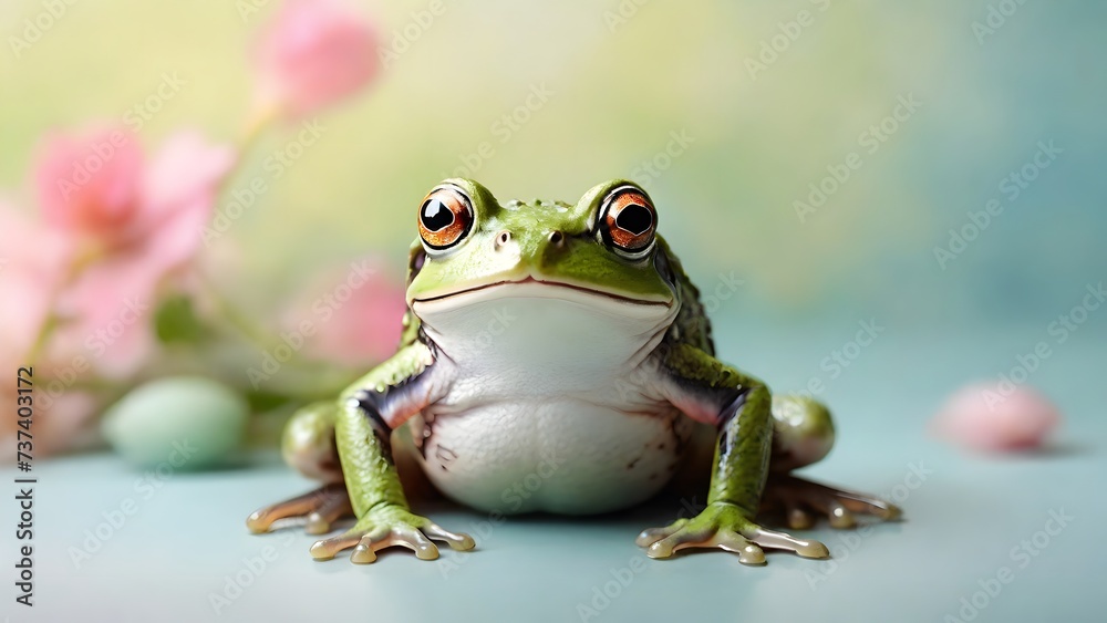 frog on the pastel background frog on the pastel background