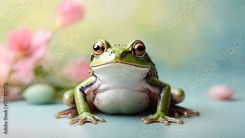  frog on the pastel background