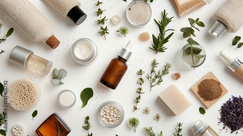 a white table topped with lots of different types of soaps and bottles of lotion next to each other.