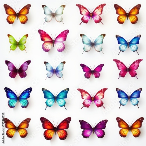 Pattern of butterflies on white background