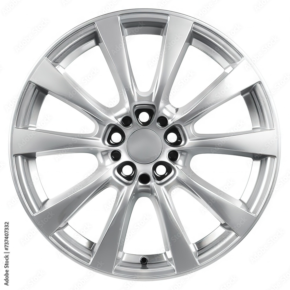 silver wheel, six spokes, contemporary design, modern sophistication ...