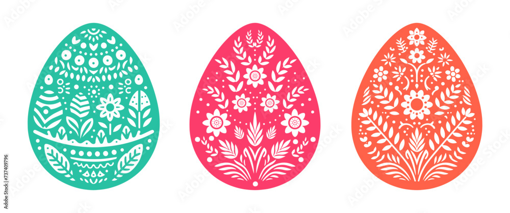 Decorated easter eggs set. Flat vector illustration Decorated easter eggs set. Flat vector illustration