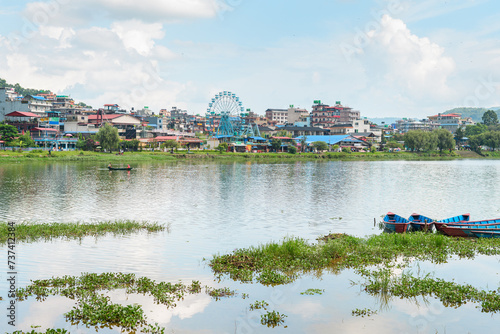 views of phewa lake in pokhara, nepal photo