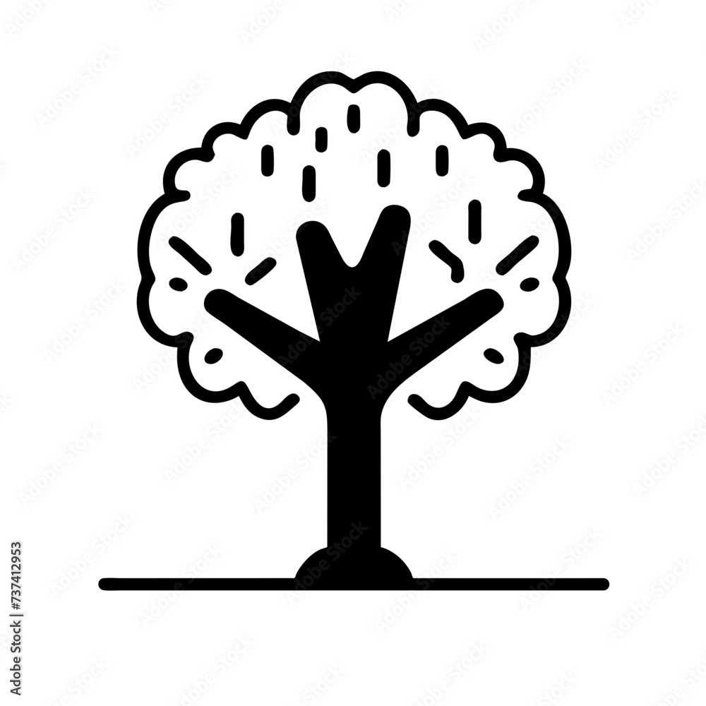 Obraz premium Minimal tree linear icon, elegant linear icon of a tree in vector format, capturing the essence of nature's beauty with simplicity and precision.