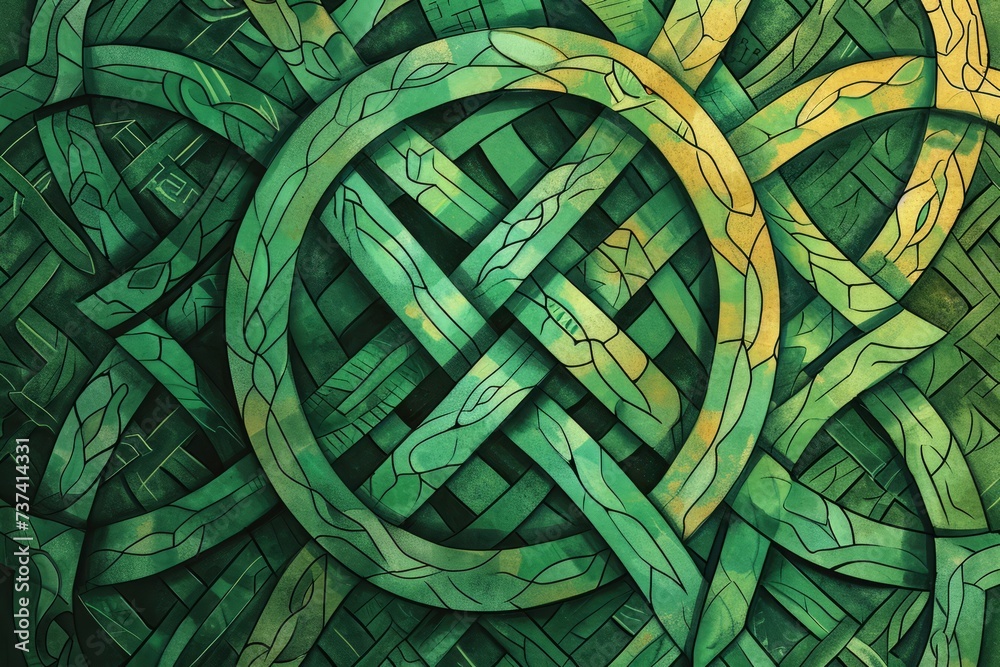 Celtic Knot Patterns illustration. Celtic Knot Patterns banner wallpaper texture. St. Patrick's Day Cards & Greetings. - obrazy, fototapety, plakaty 