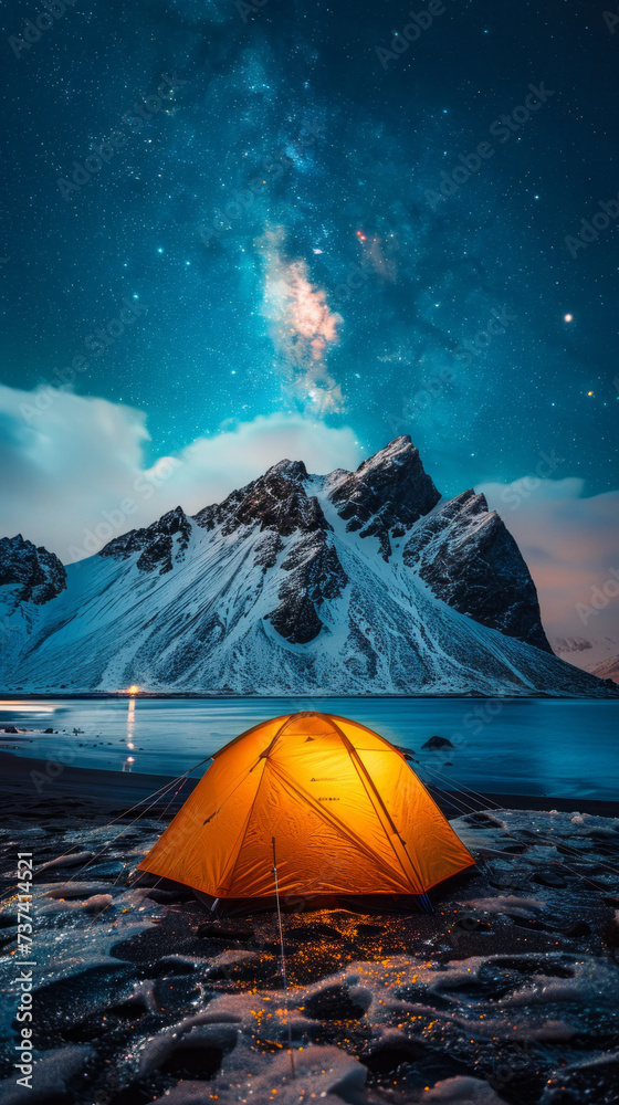 Tent Under Northern Lights,generative ai