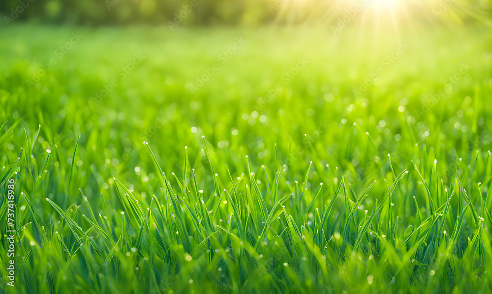 Expansive lawn edged with vibrant green trim leading to a blank area