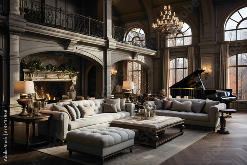 Experience luxury in every corner of this living room, with plush seating, ornate details, and a tasteful blend of textures creating a lavish retreat. © HASHMAT