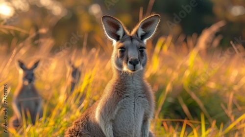 Kangaroo Family: Heartwarming scene of a kangaroo family, symbolizing nurturing and familial bonds.