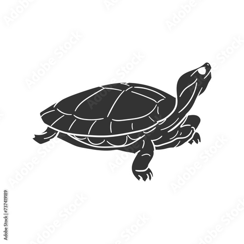 Painted Turtle Icon Silhouette Illustration. Animals Vector Graphic Pictogram Symbol Clip Art. Doodle Sketch Black Sign.