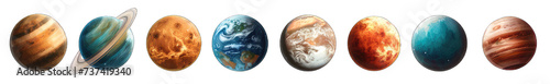 Planets isolated on transparent or white background generative ai 
