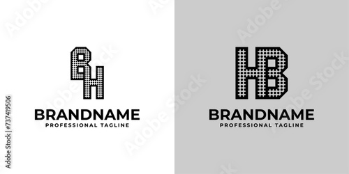 Letters BH and HB Dot Monogram Logo, Suitable for business with BH or HB initials photo