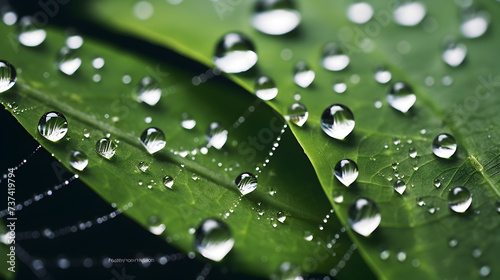 Dew drops on grass background,, Macro shot of kale salad with water drops. organic detox diet. superfood. natural background