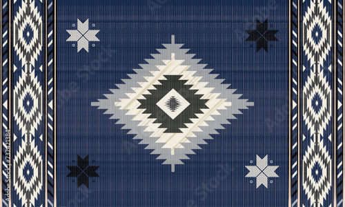 Navajo tribal vector seamless pattern. Native American ornament. Ethnic South Western decor style. Boho geometric ornament. pattern. Mexican blanket, rug. Woven carpet illustration