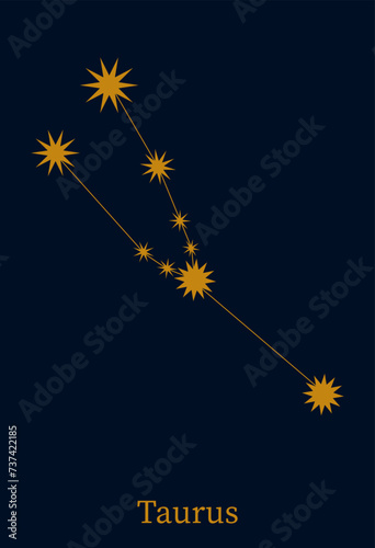 Taurus zodiac constellation. Astronomical symbol horoscope. Minimalist style astrological sign vector illustration.