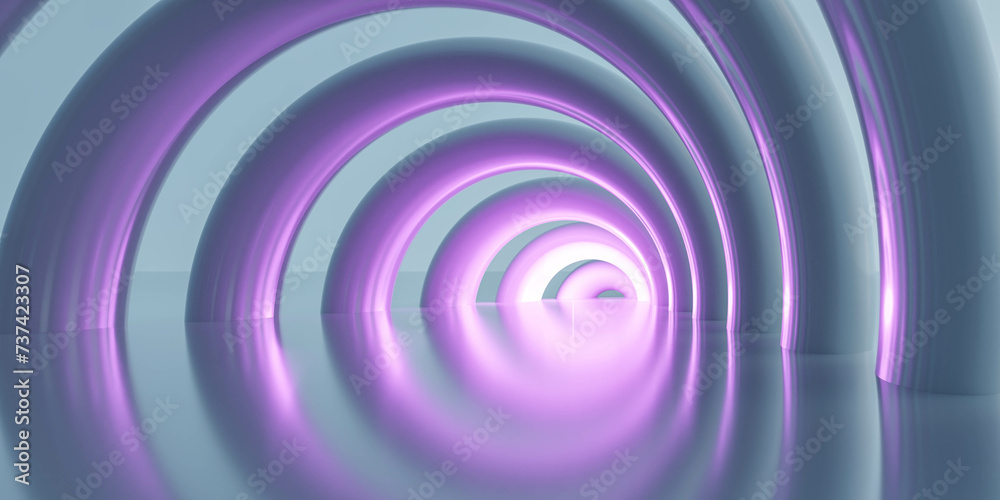 Abstract Purple Spiral in a surreal landscape 3d render illustration