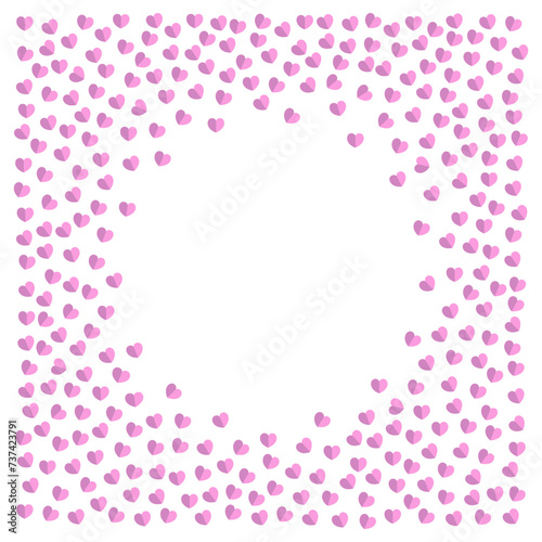 Cute frame made of small pink hearts on white background vector illustration