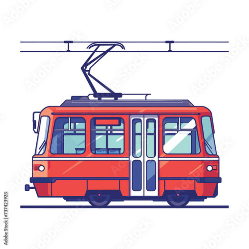 Tram illustration white background
