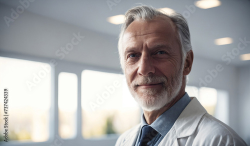 Wallpaper Mural Confident Old Swedish Male Doctor or Nurse in Clinic Outfit Standing in Modern White Hospital, Looking at Camera - Professional Medical Portrait, Copy Space, Design Template, Healthcare Concept Torontodigital.ca
