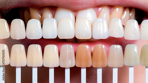 selection veneers for man in the dentistry. Tone palette for teeth