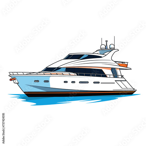 Yacht illustration white background